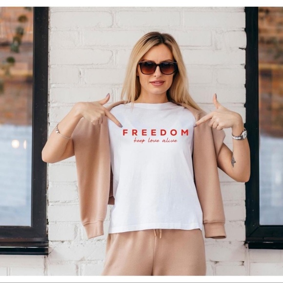 FREEDOM keep love alive white tee. NWT - Picture 1 of 6